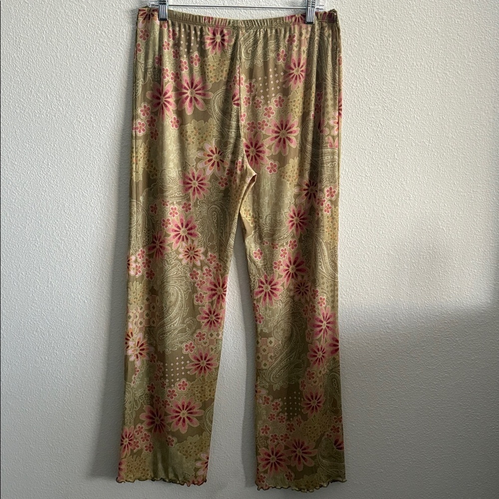 Y2K Floral Paisley Lace Trim Pants – Size L - Picture 2 of 6